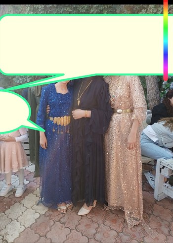 Abiye Lacivert Uzun Fırfırlı Tesettür Elbise
