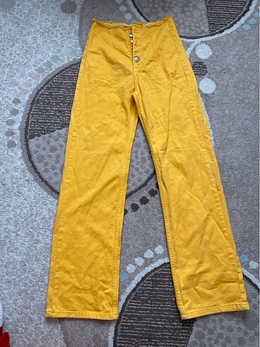 38 Beden Sarı kot pantolon yüksek bel