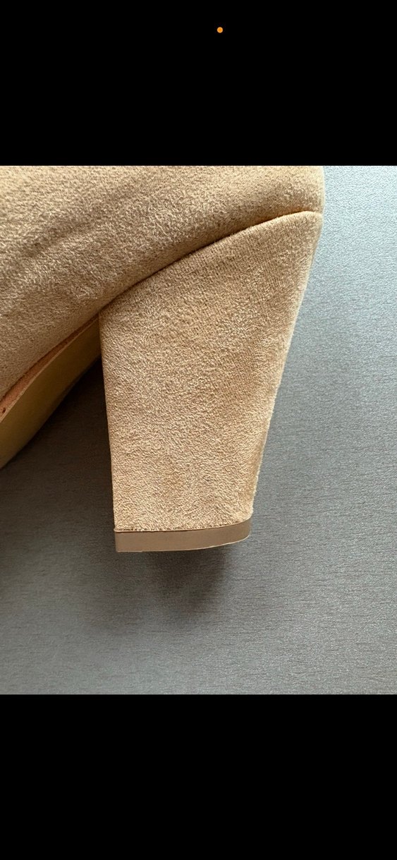 Bambi Bej Süet Pliseli Kadın Topuklu çizme - Görsel 4