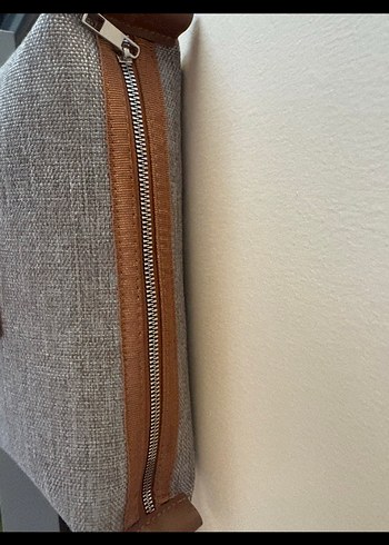 Gri Kadın Makyaj Çantası Pamuk Kumaş - Görsel 4