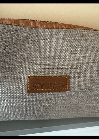 Gri Kadın Makyaj Çantası Pamuk Kumaş - Görsel 2