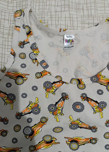 Çok Renkli Desenli Gri Çocuk Atlet - Görsel 2