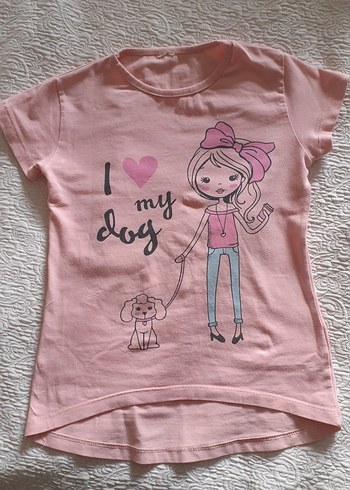 Diğer Kız Çocuk Pembe Baskılı Kısa Kollu Tişört