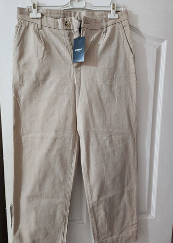 KOTON Bej Kemerli Erkek Keten Pantolon