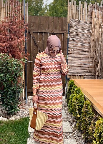 Bohem Tarz Uzun Triko Elbise - Görsel 3