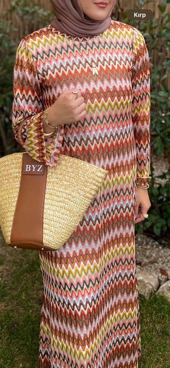 Bohem Tarz Uzun Triko Elbise - Görsel 2