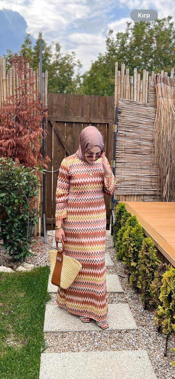 Bohem Tarz Uzun Triko Elbise - Görsel 3