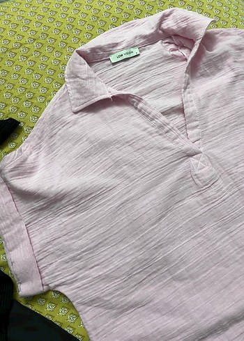 LC Waikiki Pembe V Yaka Keten Gömlek