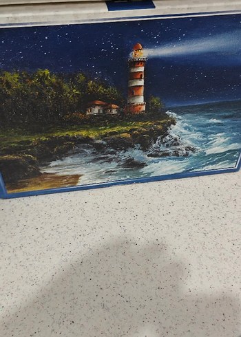 Lacivert Deniz Feneri Manzaralı Tablo