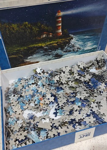 Diğer Lacivert Deniz Feneri Manzaralı Tablo