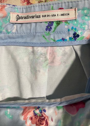 Mavi Çiçekli Vintage Mini Etek - Görsel 3