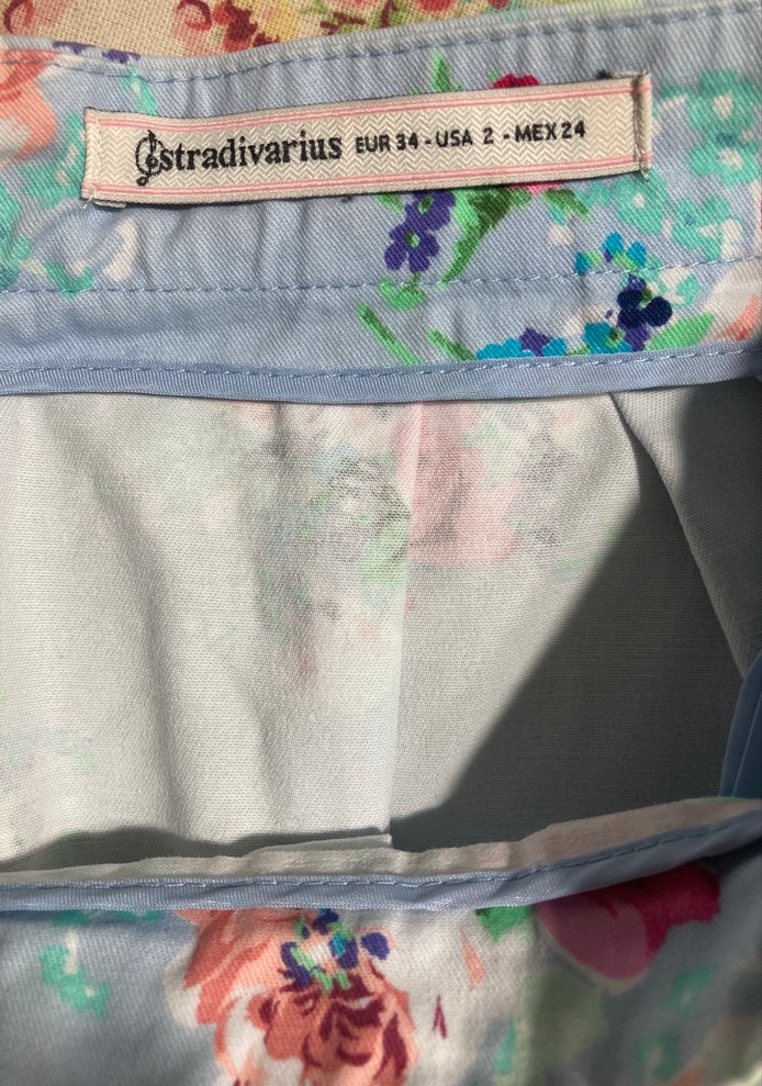 Mavi Çiçekli Vintage Mini Etek - Görsel 3