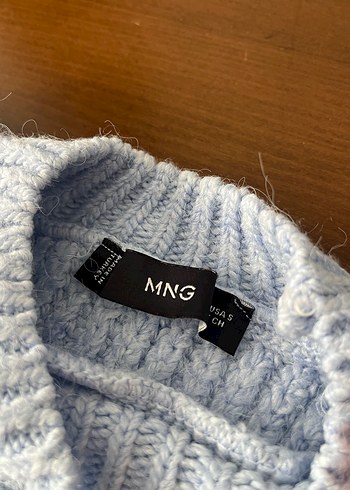 Bebe mavisi  Örgü Bohem Kısa Kollu Kadın Kazak - Görsel 3