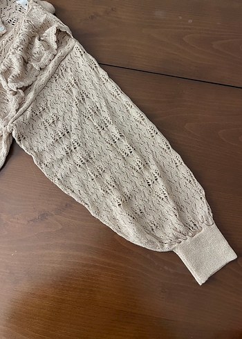 Bej Örgü Bohem Kadın Hırka - Görsel 2