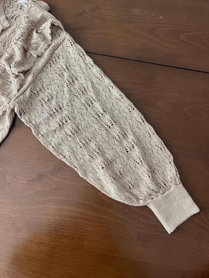 Bej Örgü Bohem Kadın Hırka - Görsel 2