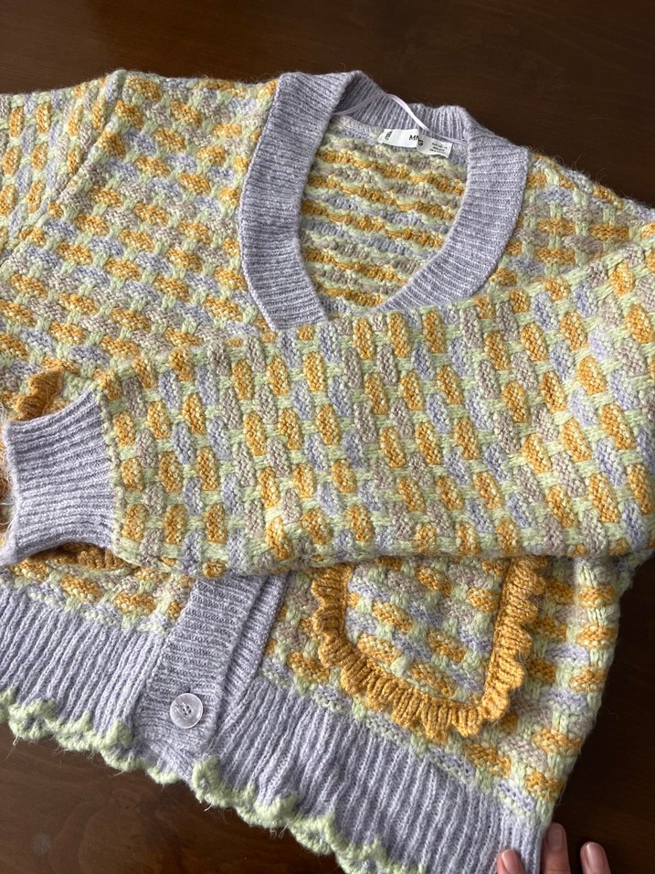 Sarı Gri Nakışlı Bohem Kadın Hırka - Görsel 2