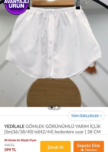 Düğmeli Beyaz Pamuklu etek gömlek - Görsel 2