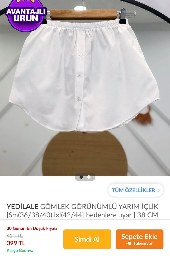 Düğmeli Beyaz Pamuklu etek gömlek - Görsel 2