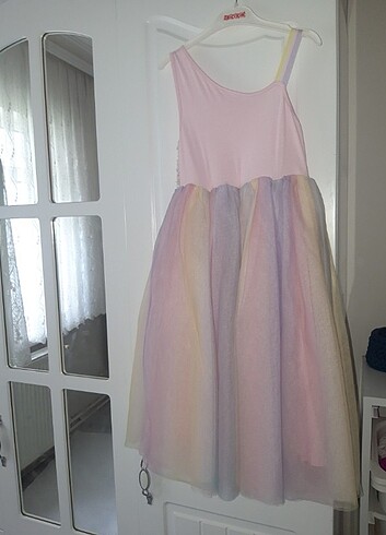 LC Waikiki Gokkusagi renkli unicorn tul elbise + tac