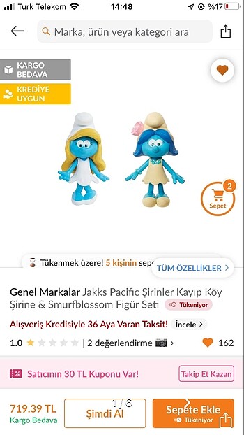 Şirinler Kayıp Köy Şirine & Smurfblossom figür set