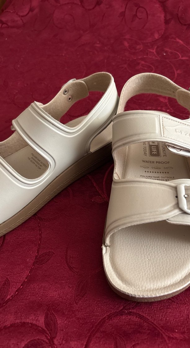 Beyaz Erkek Dolgu Topuklu Sandalet - Görsel 3