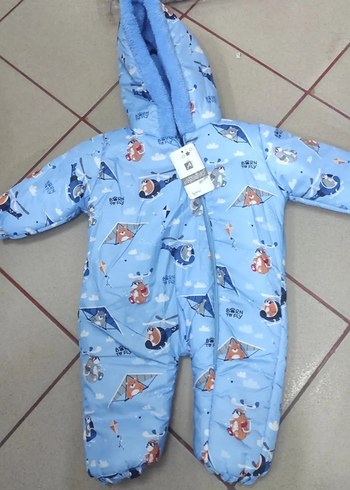 Kapüşonlu Desenli Örgü Kız Bebek Tulumu - Görsel 4