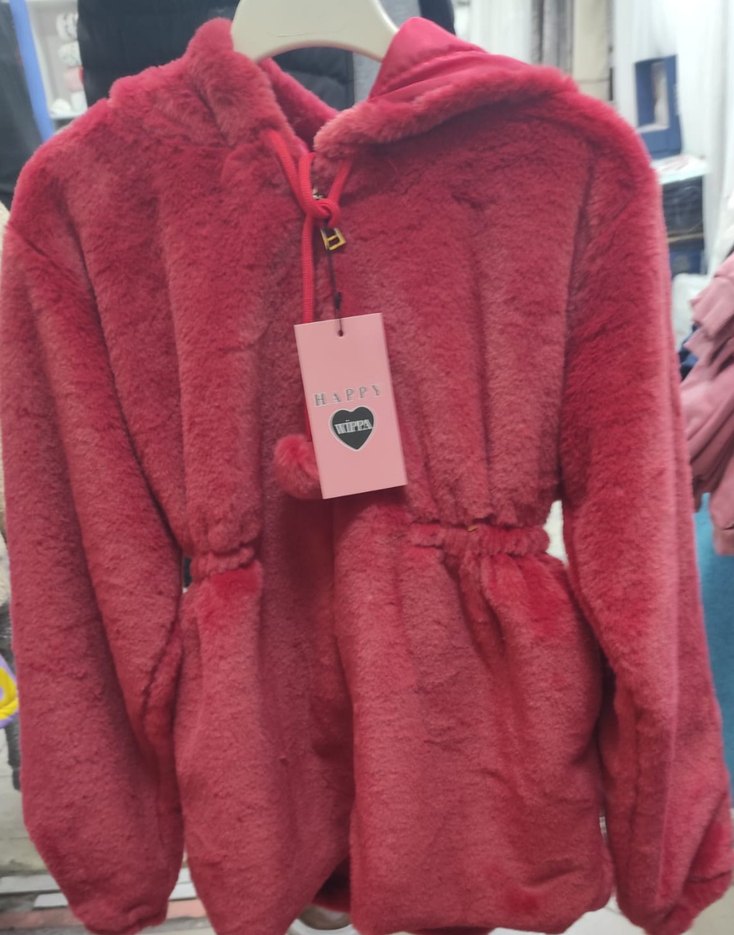 Düğmeli Kız Denim Ceket Gri Yaka - Görsel 5