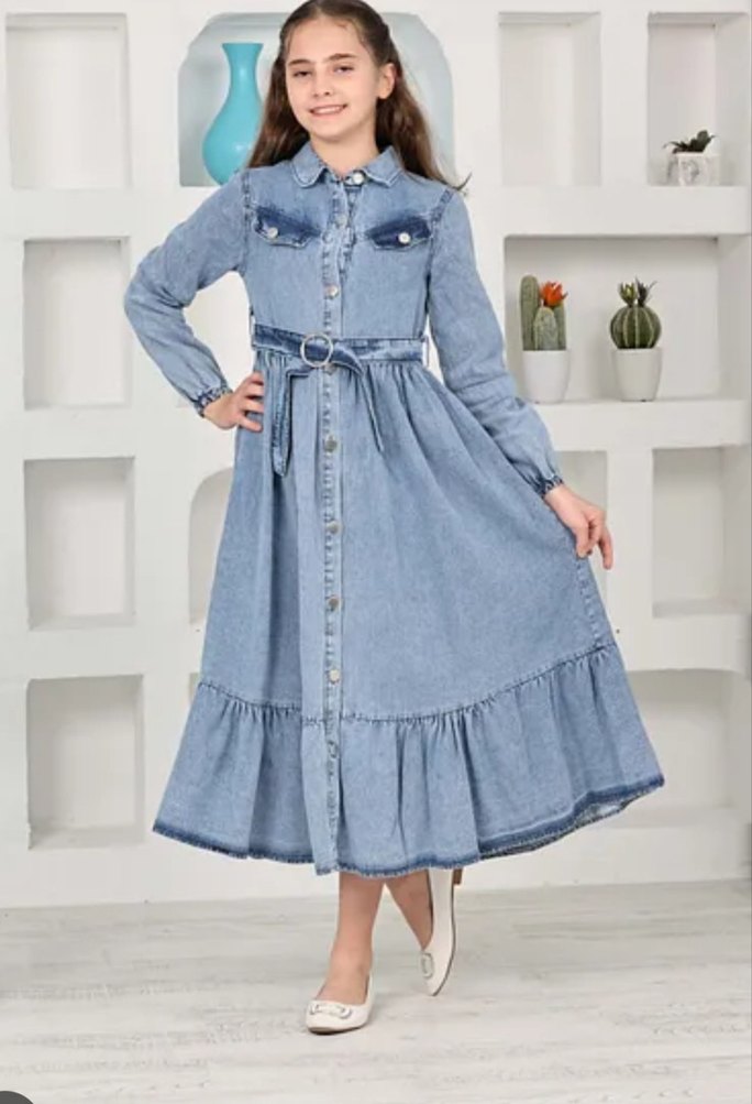 Pembe Uzun Kollu Düğmeli Bohem Elbise - Görsel 4