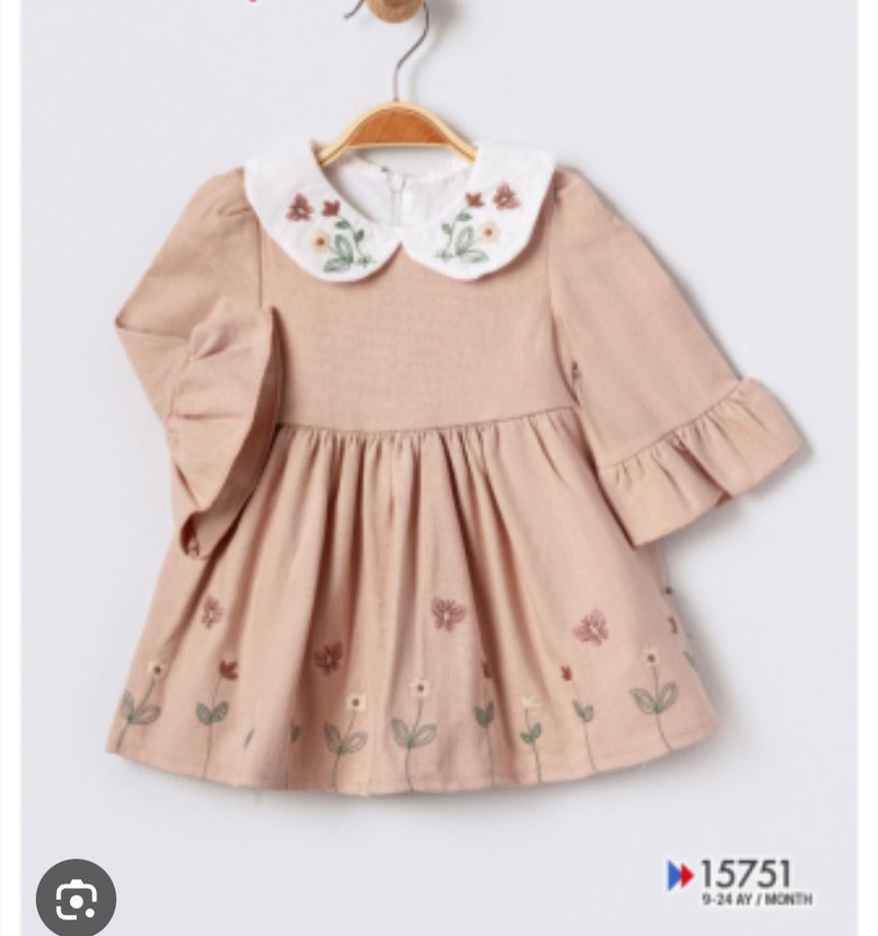 Kız Çocuk Pembe Nakışlı Kolsuz Elbise - Görsel 5