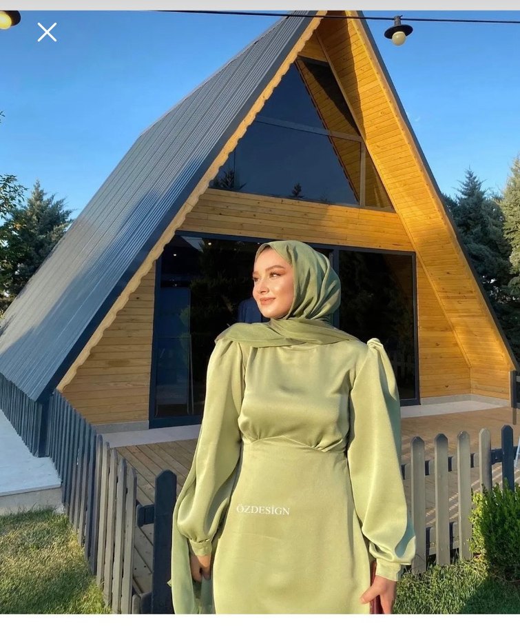 Bohem Uzun Kollu Drapeli Kadın Saten Elbise - Görsel 2