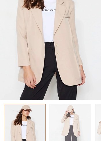 Bej Normal Kesim Kadın Blazer Ceket