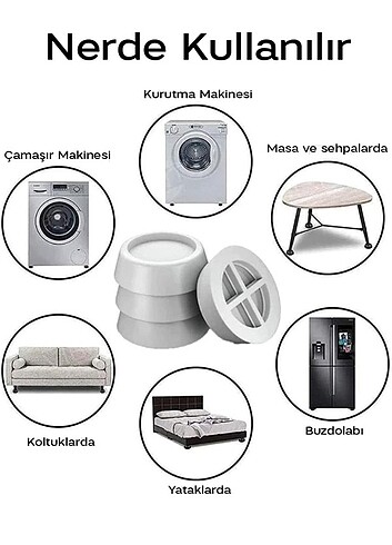 Beden Çamaşır makinesi titreşim önleyici beyaz