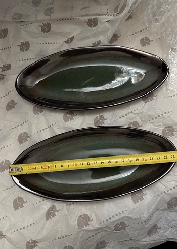 Koyu Haki Renkli Seramik Sunum Tabağı - Görsel 4