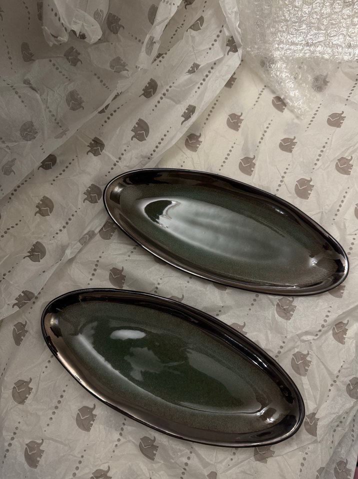 Koyu Haki Renkli Seramik Sunum Tabağı - Görsel 3