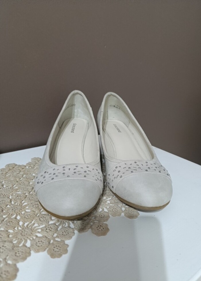 39 numara dolgu topuk babet çok iyi durumda süet krem - Görsel 2