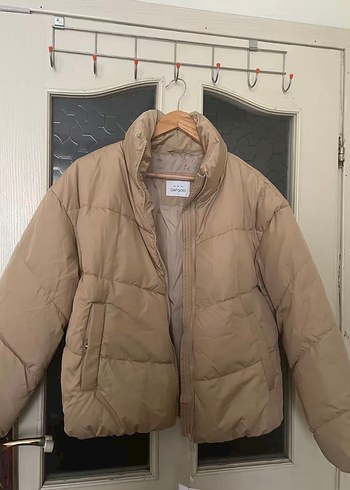 Defacto Bej Kadın Kışlık Mont, Yüksek Yakalı, Düğmeli L beden - Görsel 5