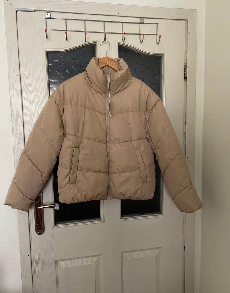 Defacto Bej Kadın Kışlık Mont, Yüksek Yakalı, Düğmeli L beden - Görsel 3