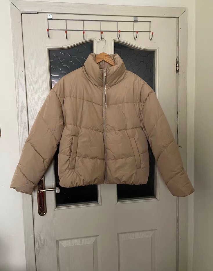 Defacto Bej Kadın Kışlık Mont, Yüksek Yakalı, Düğmeli L beden - Görsel 4