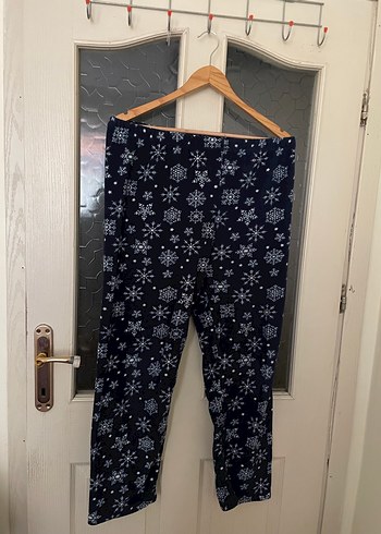 xl Beden Bayan Lacivert Gecelik Kar Desenli L Xl Beden