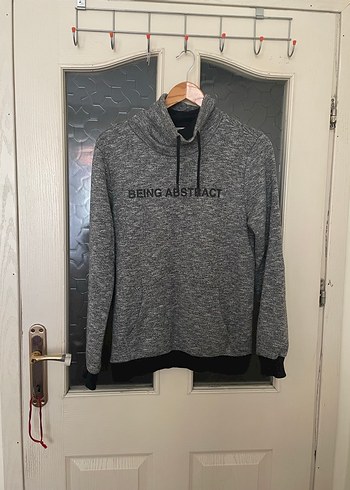 m Beden gri Renk LCW casual Gri Kadın Yüksek Yakalı Sweatshirt
