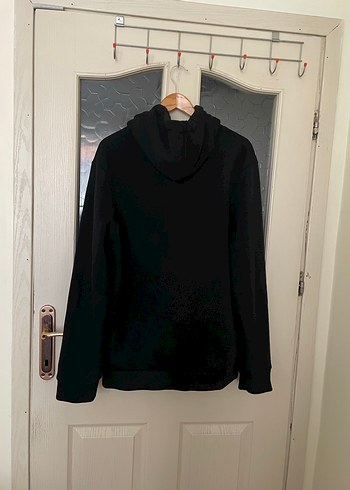 Siyah Kapüşonlu Uzun Kollu Sweatshirt - Görsel 5