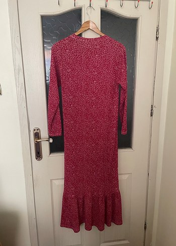 Kırmızı   Piliseli Tesettür Elbise - Görsel 6