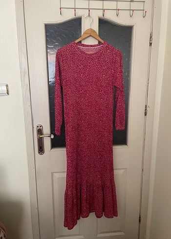 Kırmızı   Piliseli Tesettür Elbise - Görsel 5