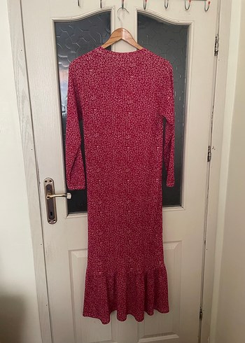 Kırmızı   Piliseli Tesettür Elbise - Görsel 7