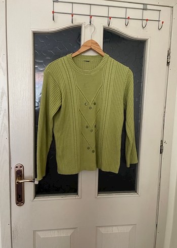 Yeşil Örgü Kadın Kazak - Görsel 2