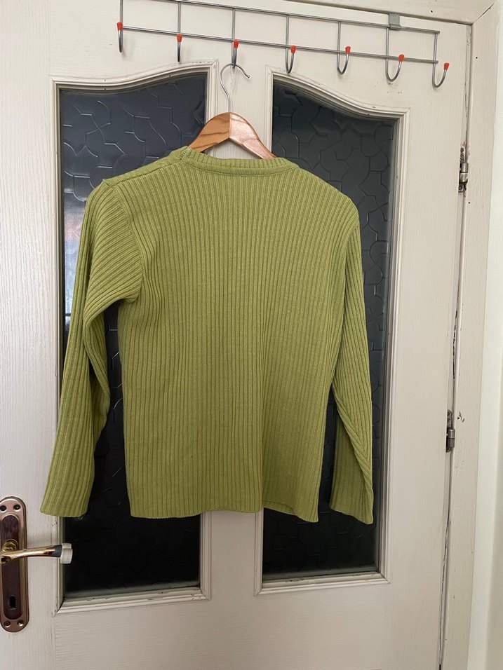 Yeşil Örgü Kadın Kazak - Görsel 3