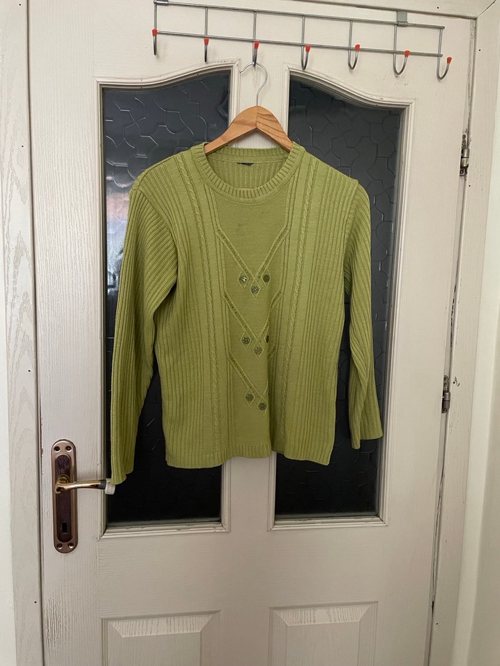 Yeşil Örgü Kadın Kazak - Görsel 2