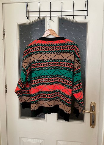 Bohem Çok Renkli Örgü Desenli Kadın Kazak - Görsel 4