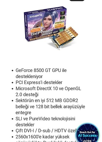 Gigabyte GIGABYTE 128bit 512mb ekran kartı.