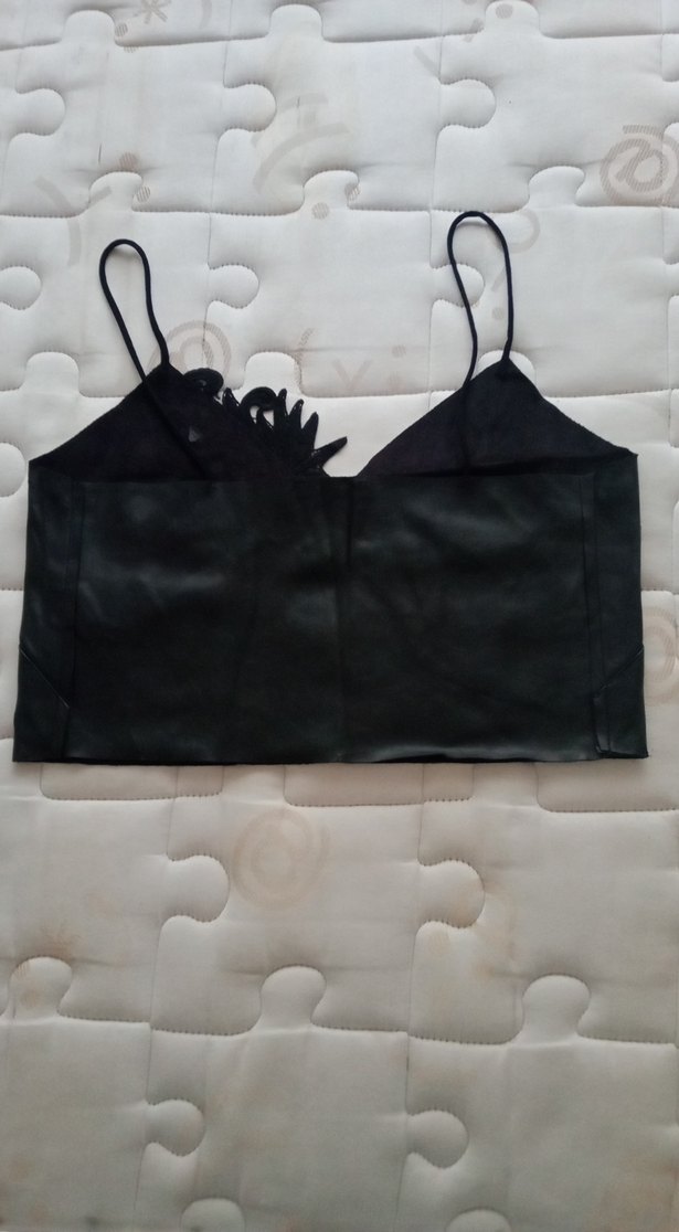 Siyah Deri Nakışlı Strappy Bustiyer - Görsel 2